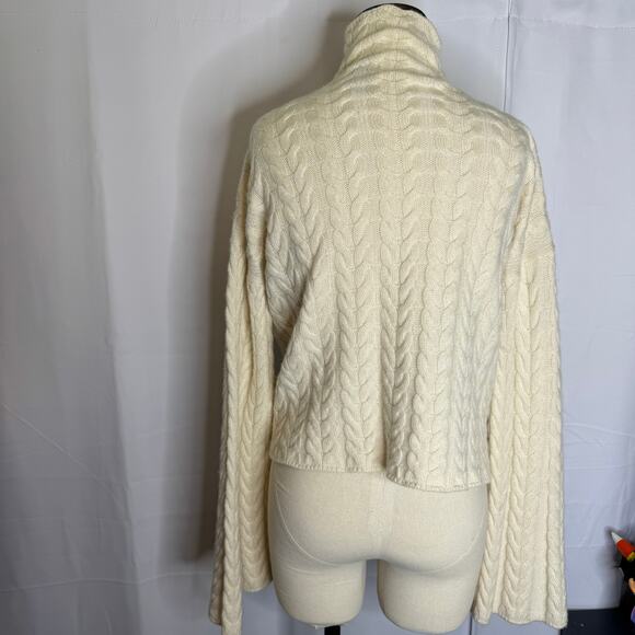 Theory Horseshoe Cable Knit Turtleneck Sweater 100% Cashmere Women’s S - Picture 3 of 8